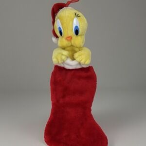VTG 1991 Warner Bros. Looney Tunes Tweety Bird Christmas Stocking Plush Cartoon